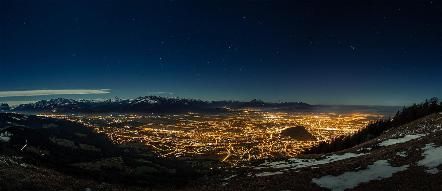 Salzburg bei Nacht vom Gaisberg