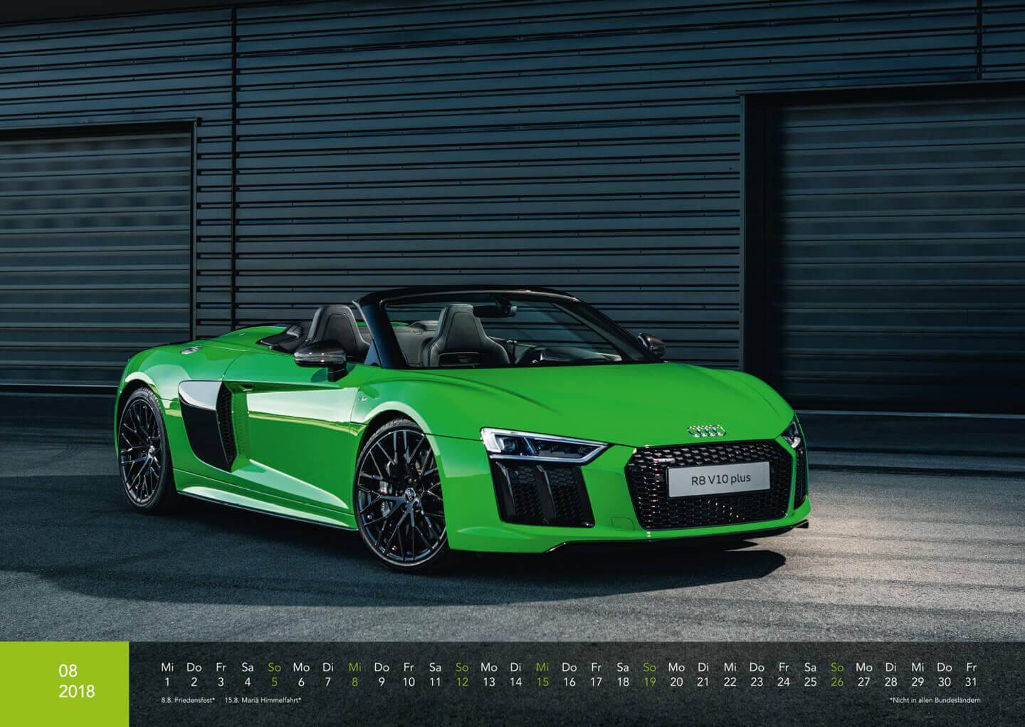 Audi Kalender 2018 - Audi R8 V10 Plus Spyder